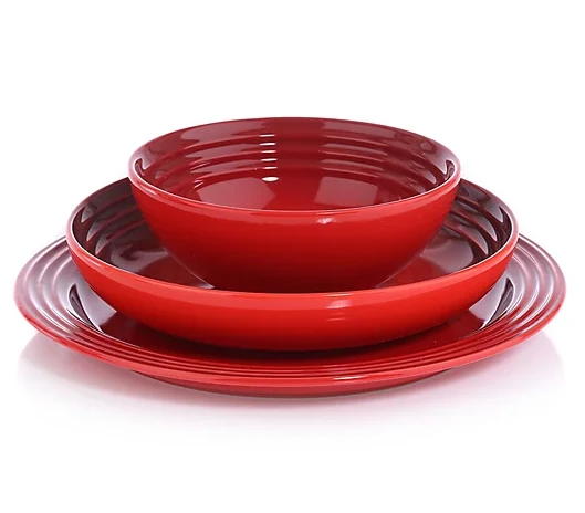 Le Creuset Serviesset Aardewerk Kersrood 12-delig 1 Le Creuset Serviesset Aardewerk Kersrood 12-delig